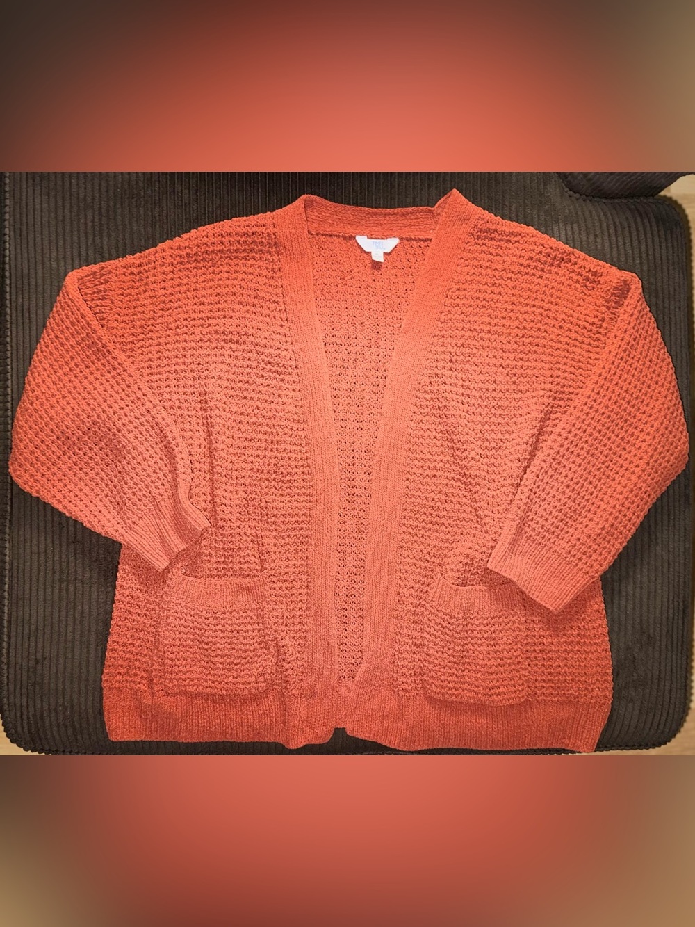 NWOT Time and Tru Open-Front Chunky Knit Cardigan - Coral